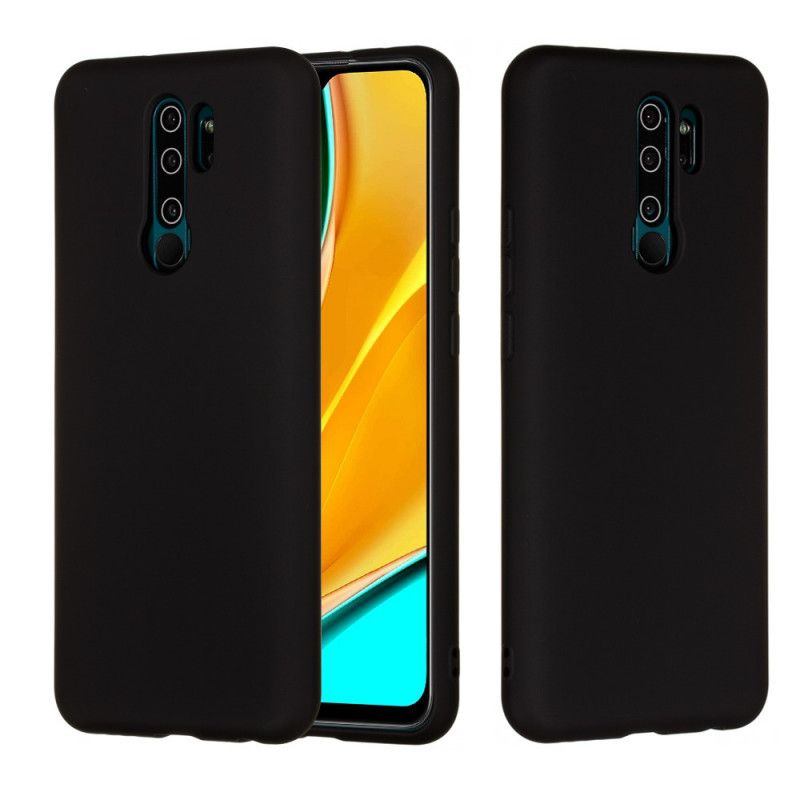 Etui Xiaomi Redmi 9 Czerwony Czarny Płynny Silikon Z Paskiem