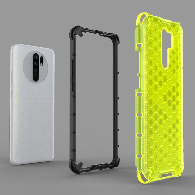 Etui Xiaomi Redmi 9 Szary Biały Styl Plastra Miodu