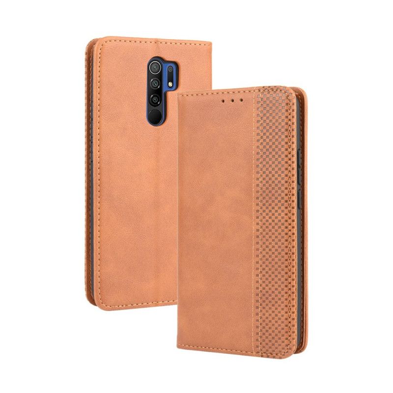 Flip Kotelot Xiaomi Redmi 9 Czerwony Czarny Etui na Telefon Stylizowany Efekt Skóry W Stylu Vintage