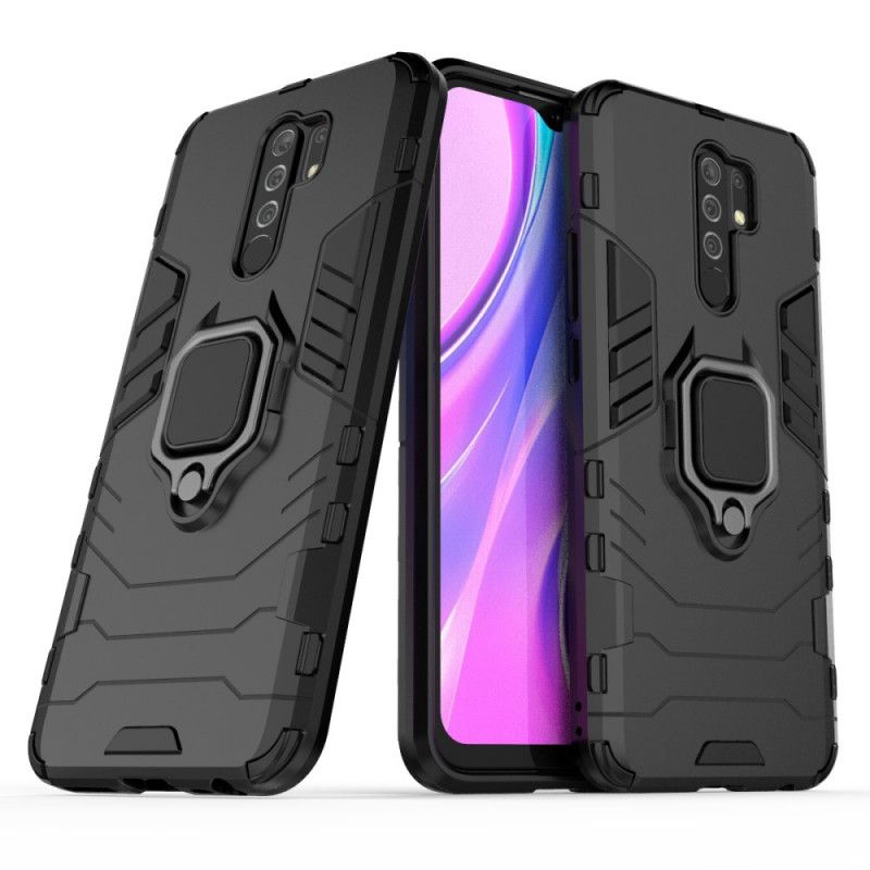 Futerały Xiaomi Redmi 9 Czerwony Czarny Etui na Telefon Pierścień Oporowy