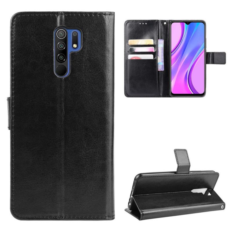 Obudowa Xiaomi Redmi 9 Czerwony Czarny Efektowna Sztuczna Skóra