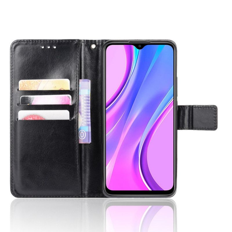 Obudowa Xiaomi Redmi 9 Czerwony Czarny Efektowna Sztuczna Skóra