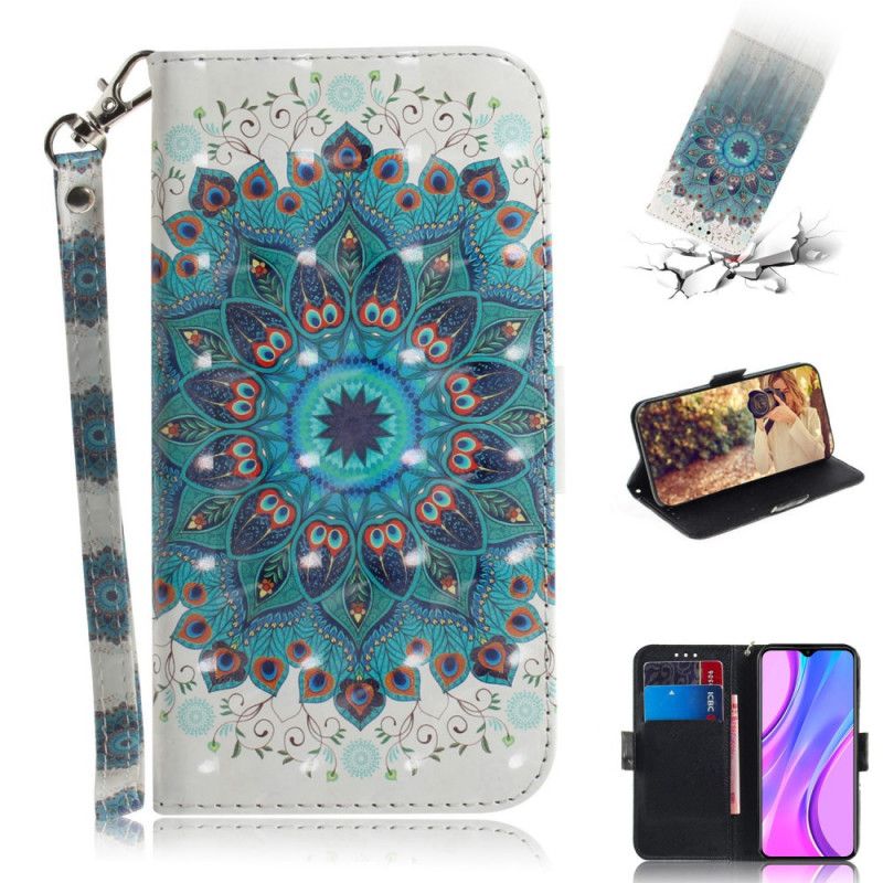 Skórzany Futerał Xiaomi Redmi 9 Etui na Telefon Mistrzowska Mandala Ze Stringami