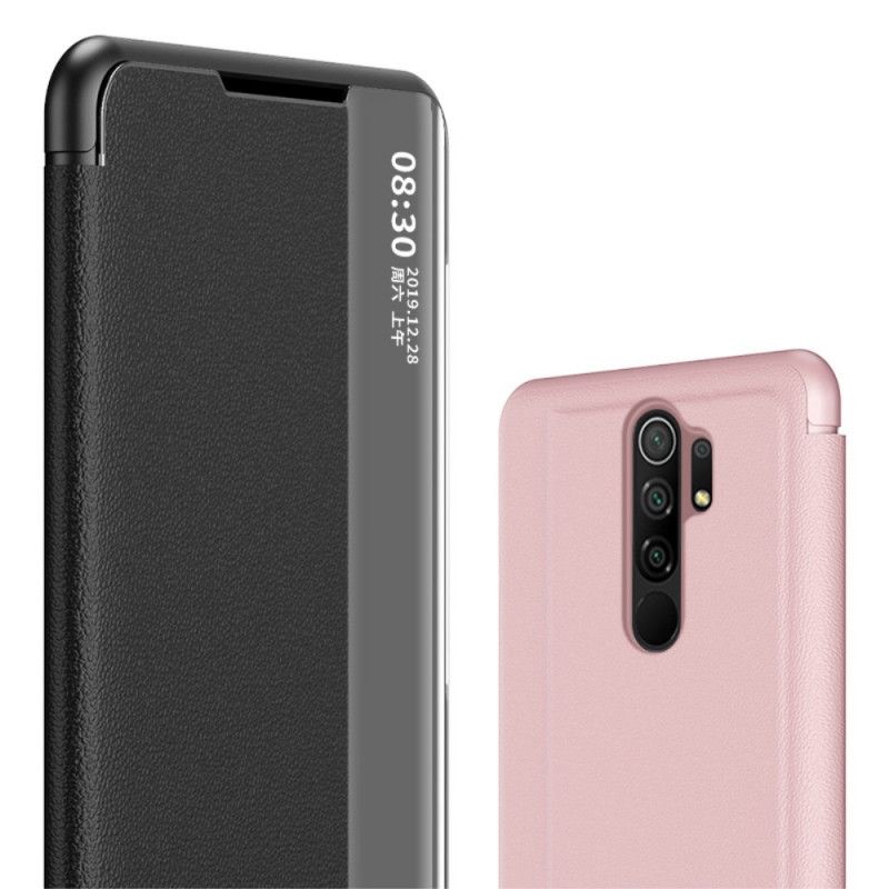 Zobacz Okładkę Teksturowana Sztuczna Skóra Xiaomi Redmi 9 Czerwony Czarny