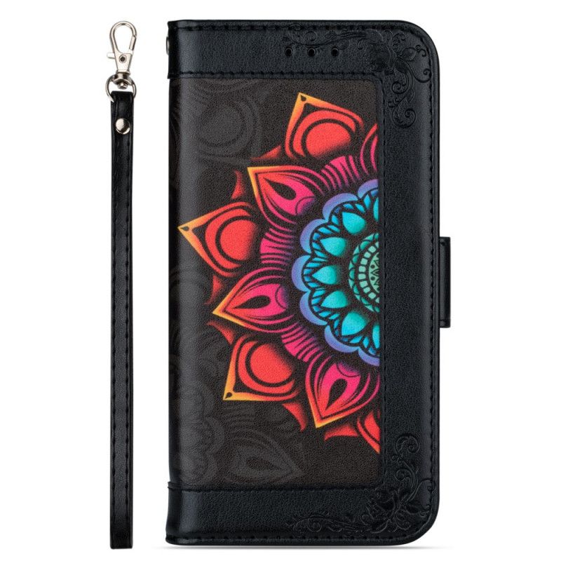 Etui Folio iPhone 7 / 8 / SE 2 Biały Czarny Dekoracja Mandali Ze Stringami