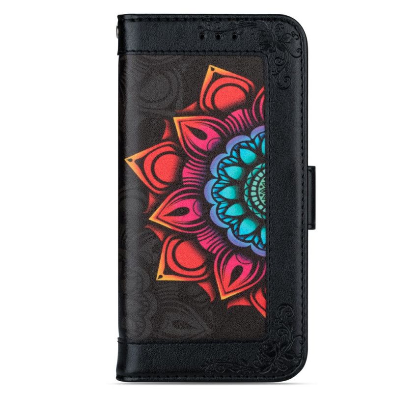 Etui Folio iPhone 7 / 8 / SE 2 Biały Czarny Dekoracja Mandali Ze Stringami