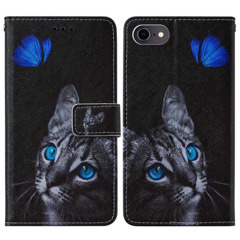 Etui Folio iPhone 7 / 8 / SE 2 Kot I Niebieski Motyl