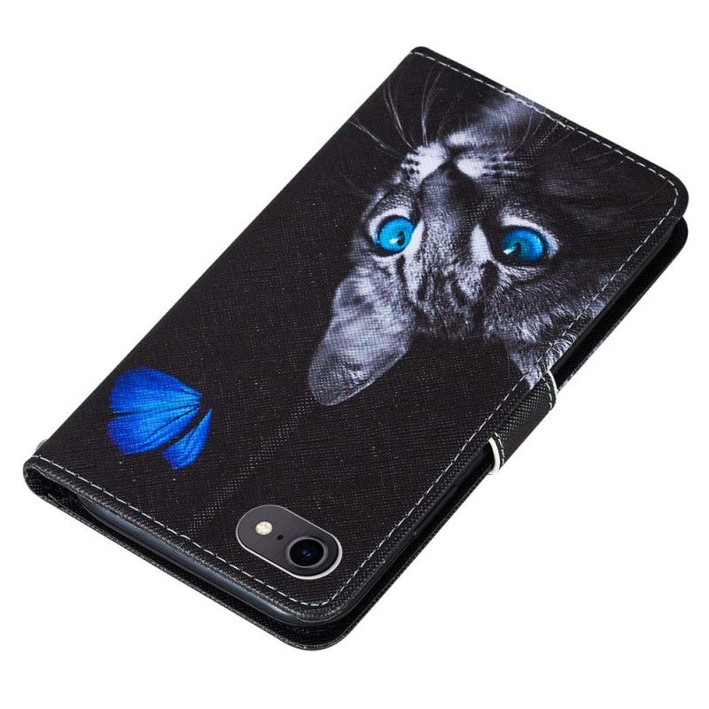 Etui Folio iPhone 7 / 8 / SE 2 Kot I Niebieski Motyl