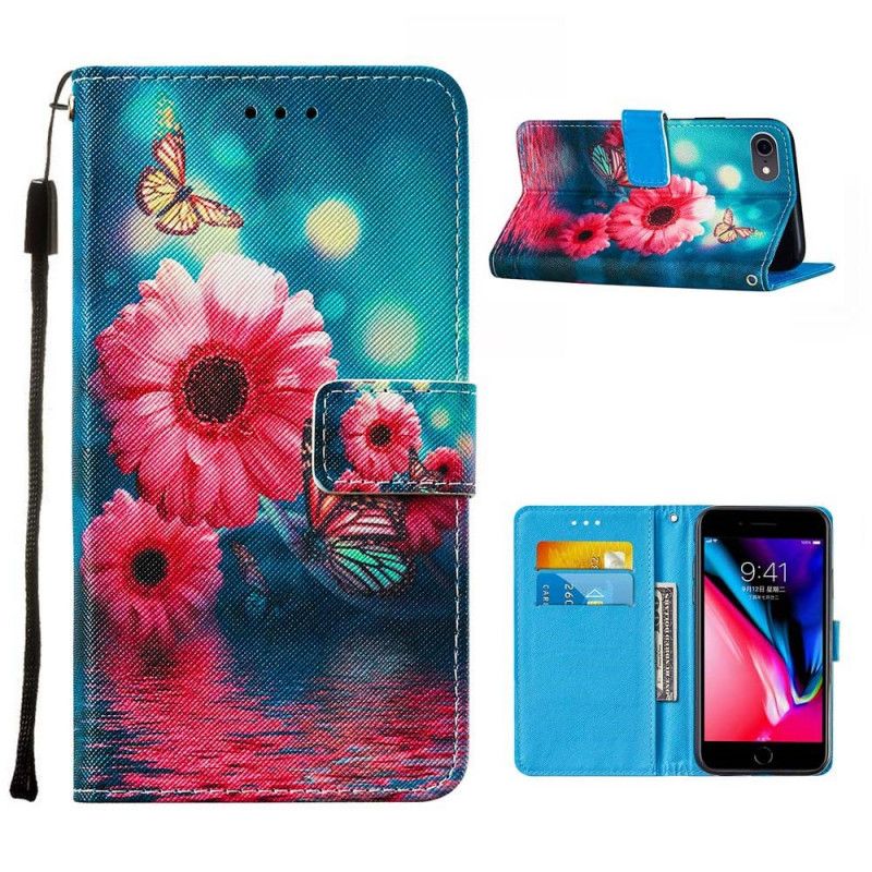 Etui Folio iPhone 7 / 8 / SE 2 Kwiaty I Motyle Etui Ochronne