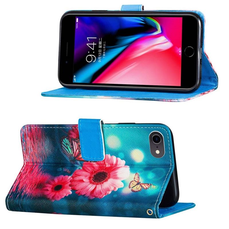 Etui Folio iPhone 7 / 8 / SE 2 Kwiaty I Motyle Etui Ochronne