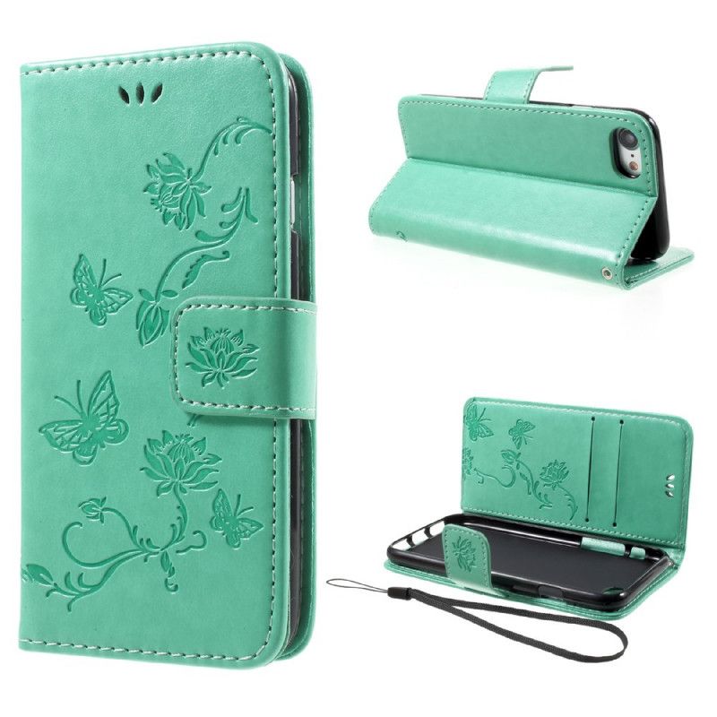 Etui Folio iPhone 7 / 8 / SE 2 Szary Czarny Stringi W Kwiaty