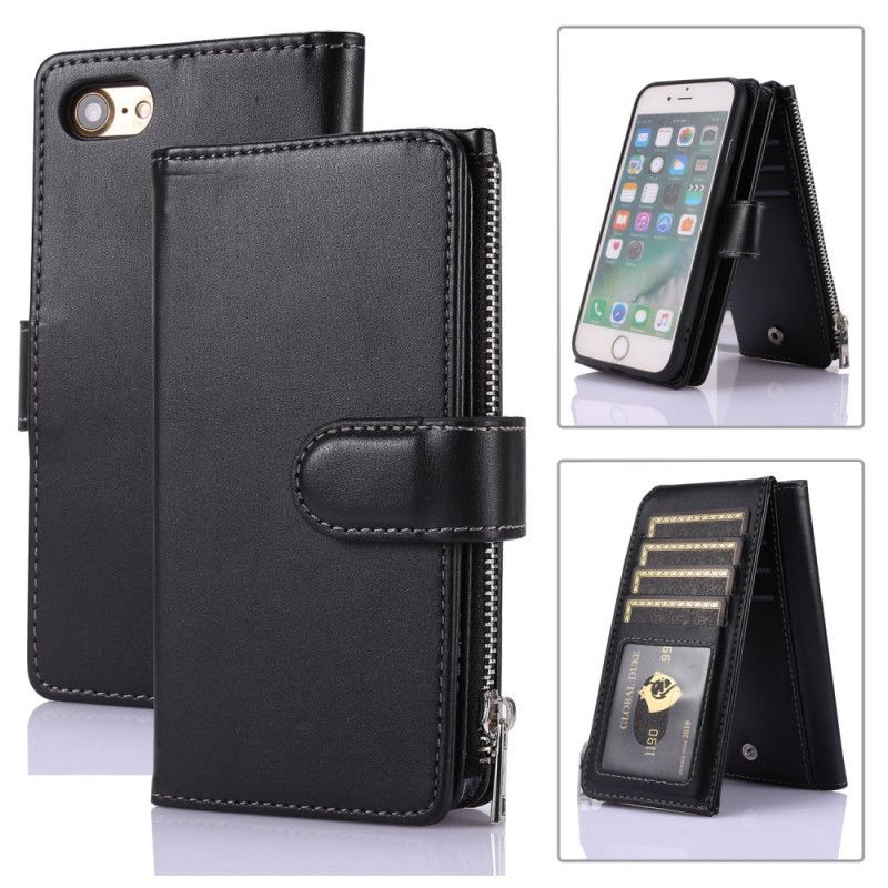 Etui Folio iPhone 7 / 8 / SE 2 Zielony Czarny Wielofunkcyjny Portfel Biznesowy