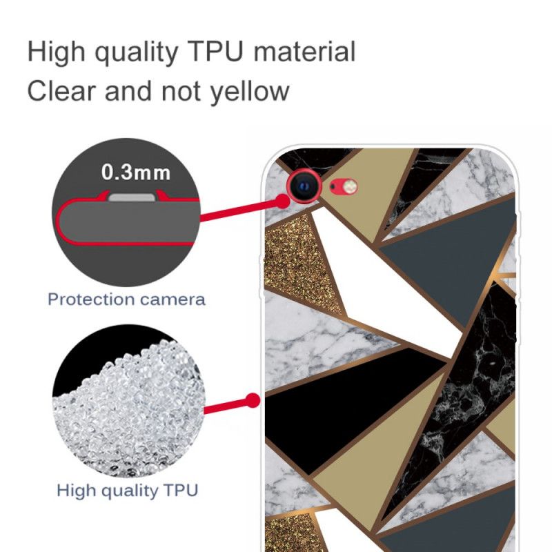 Etui iPhone 7 / 8 / SE 2 Biały Czarny Geometryczny Marmur Etui Ochronne