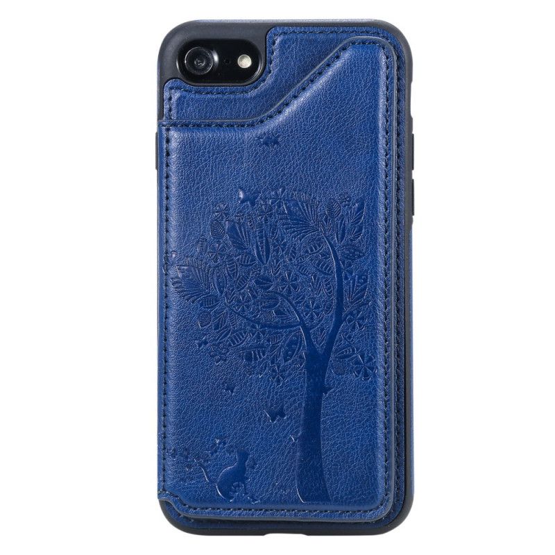 Etui iPhone 7 / 8 / SE 2 Czerwony Czarny Etui Na Karty Z Nadrukiem Kota Etui Ochronne