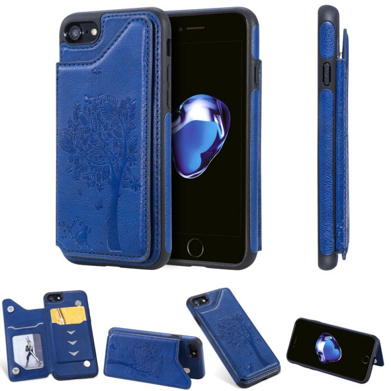 Etui iPhone 7 / 8 / SE 2 Czerwony Czarny Etui Na Karty Z Nadrukiem Kota Etui Ochronne