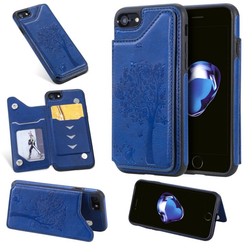 Etui iPhone 7 / 8 / SE 2 Czerwony Czarny Etui Na Karty Z Nadrukiem Kota Etui Ochronne