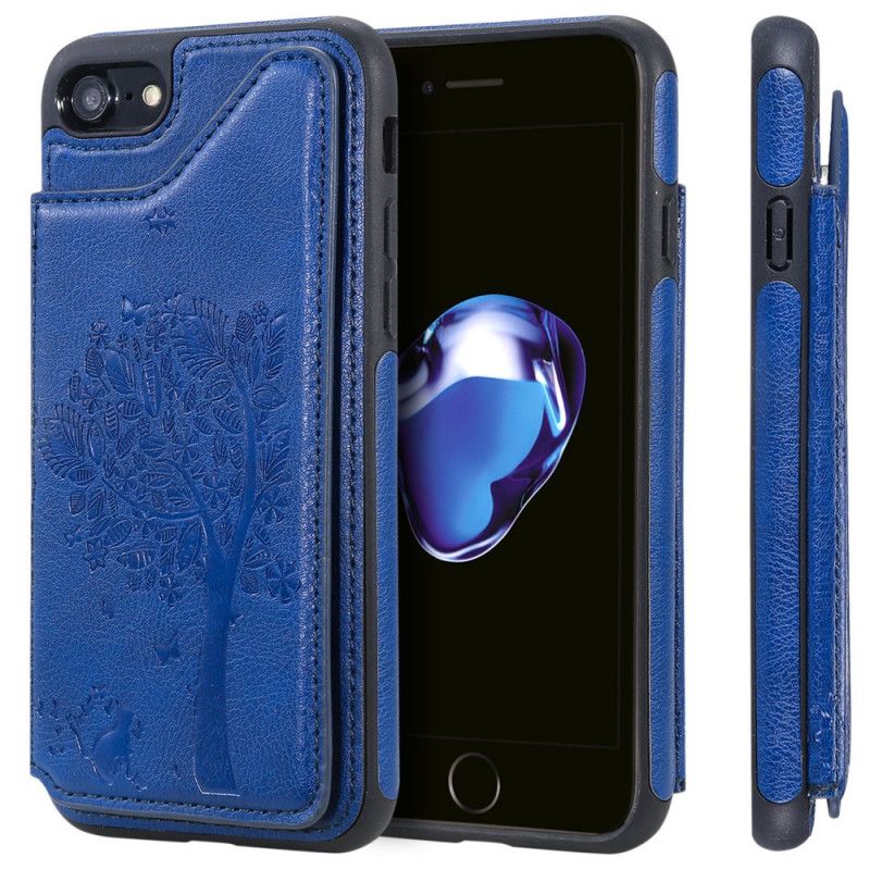 Etui iPhone 7 / 8 / SE 2 Czerwony Czarny Etui Na Karty Z Nadrukiem Kota Etui Ochronne