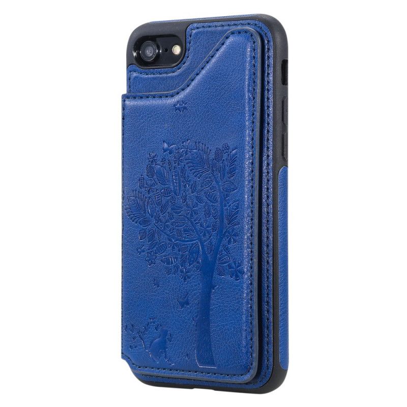 Etui iPhone 7 / 8 / SE 2 Czerwony Czarny Etui Na Karty Z Nadrukiem Kota Etui Ochronne