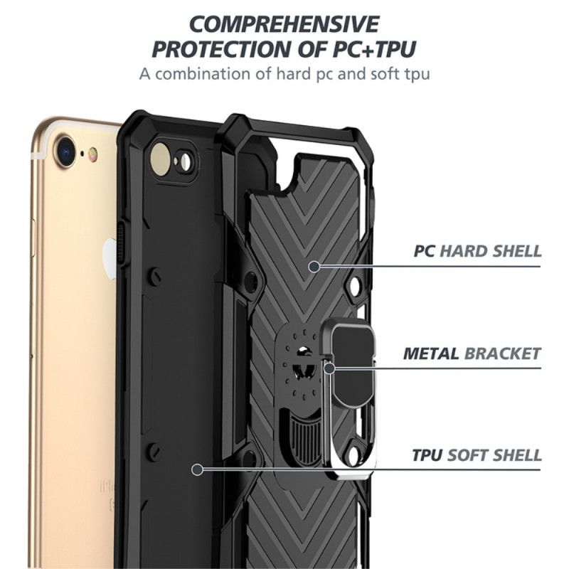 Etui iPhone 7 / 8 / SE 2 Czerwony Czarny Zdejmowany Uchwyt Pierścieniowy