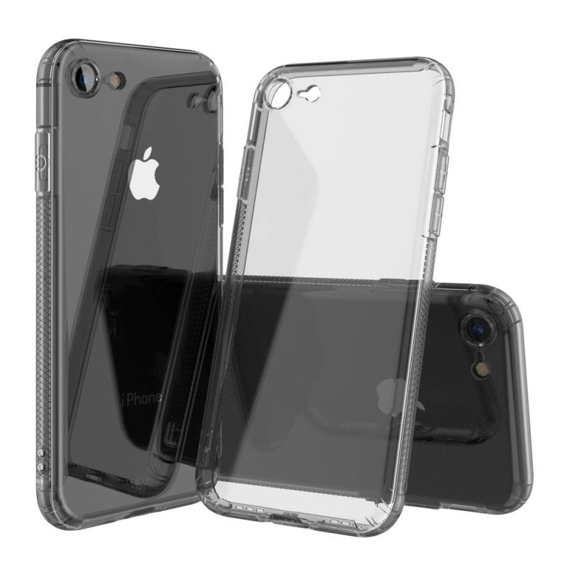 Etui iPhone 7 / 8 / SE 2 Przezroczysty Czarny Przezroczyste Poduszki Ochronne Leeu