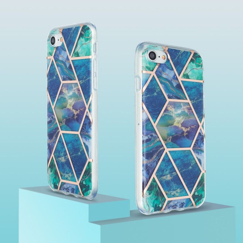 Etui iPhone 7 / 8 / SE 2 Różowy Biały Geometria Silikonowego Marmuru Etui Ochronne