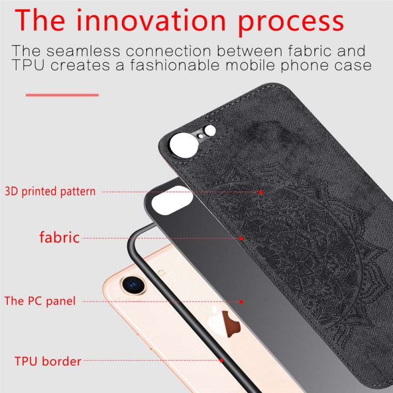 Etui iPhone 7 / 8 / SE 2 Różowy Czarny Tekstura Tkaniny I Mandali Etui Ochronne