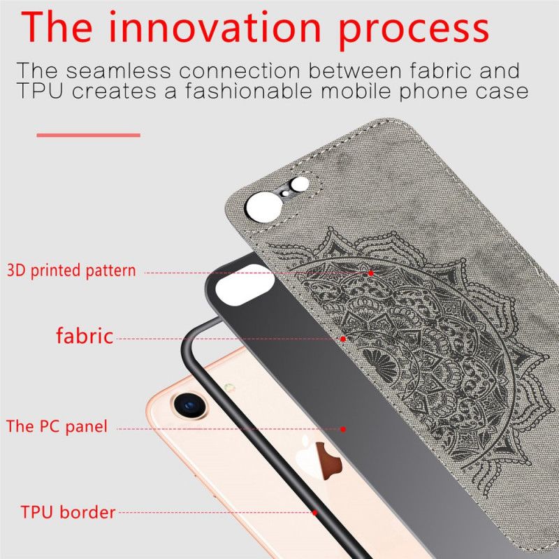 Etui iPhone 7 / 8 / SE 2 Różowy Czarny Tekstura Tkaniny I Mandali Etui Ochronne