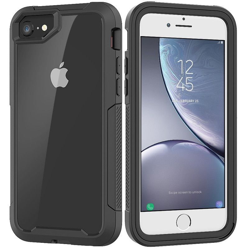 Etui iPhone 7 / 8 / SE 2 Szary Czarny Przezroczyste Hybrydowe Krawędzie Zderzaków Etui Ochronne