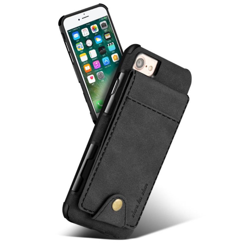 Etui iPhone 7 / 8 / SE 2 Szary Czarny Składany Uchwyt Na Karty