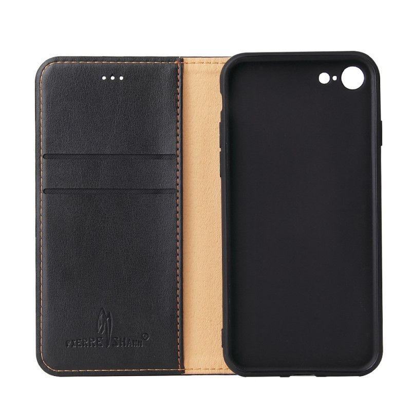 Flip Kotelot iPhone 7 / 8 / SE 2 Czerwony Czarny Szwy W Stylu Skóry Etui Ochronne