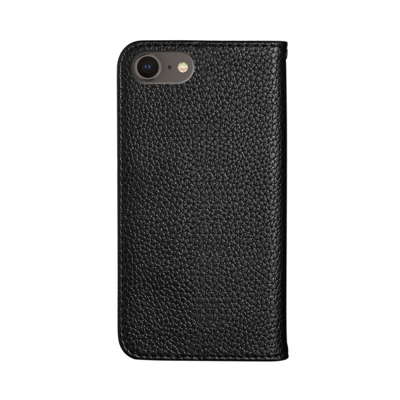 Flip Kotelot iPhone 7 / 8 / SE 2 Szary Czarny Ultra Elegancka Imitacja Skóry Liczi