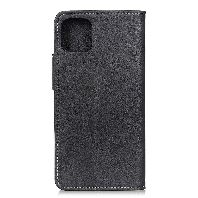 Etui Folio iPhone 12 Mini Czerwony Czarny Artystyczne Przyszywanie Guzików Etui Ochronne