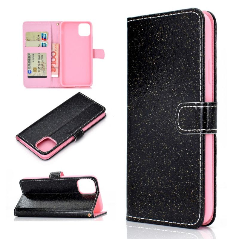 Etui Folio iPhone 12 Mini Czerwony Czarny Cekiny Etui Ochronne