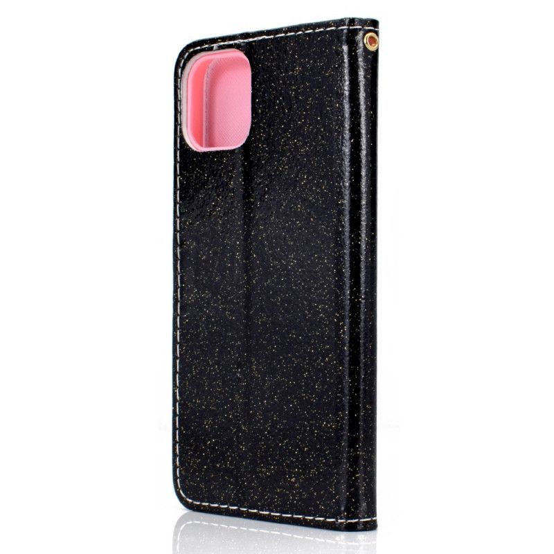 Etui Folio iPhone 12 Mini Czerwony Czarny Cekiny Etui Ochronne