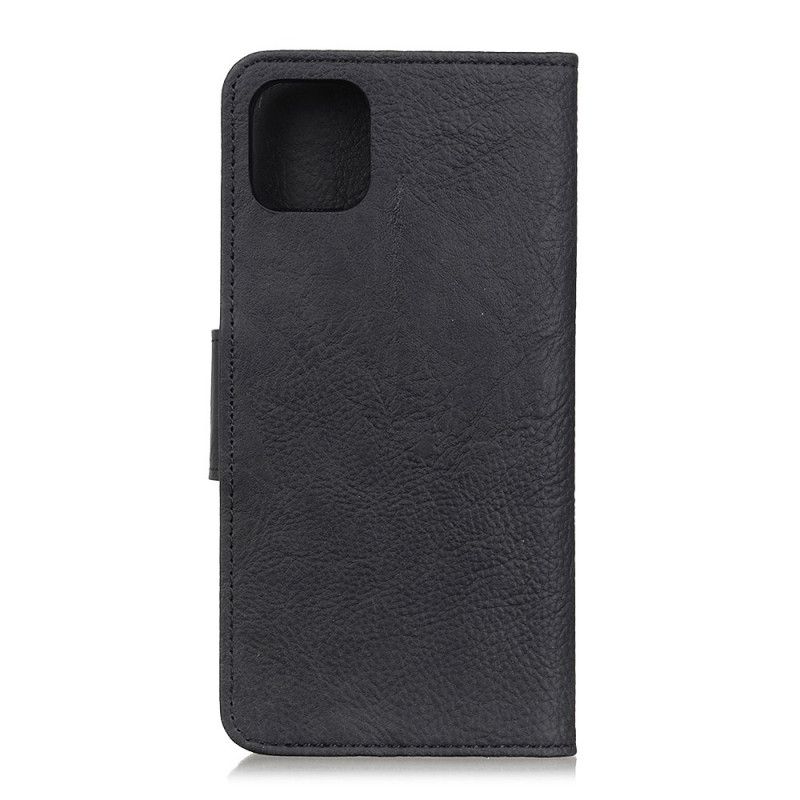 Etui Folio iPhone 12 Mini Czerwony Czarny Liczi Teksturowane Etui Ochronne