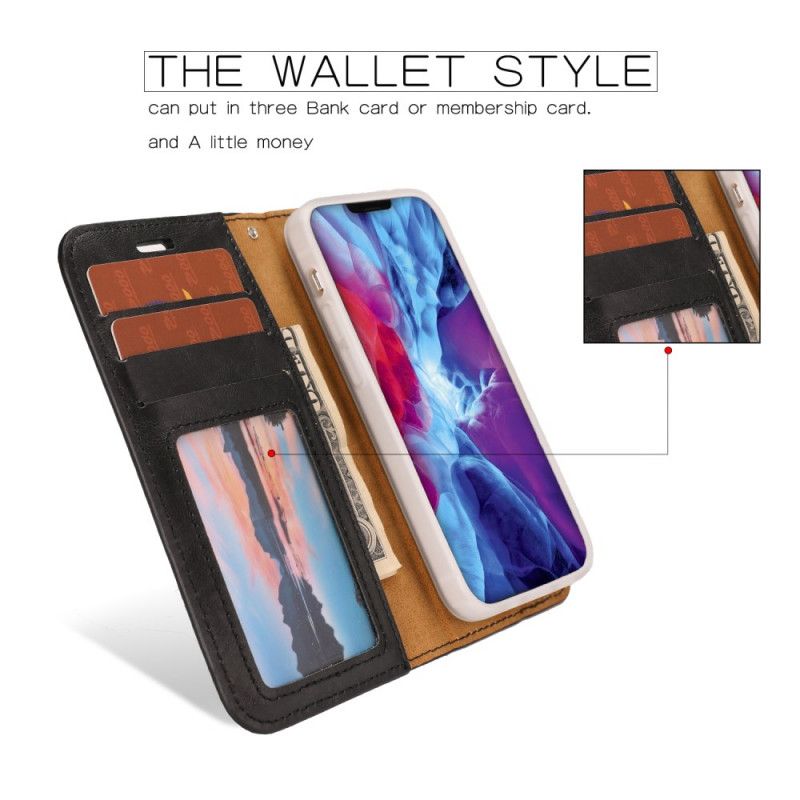 Etui Folio iPhone 12 Mini Czerwony Czarny Odpinana Skorupa W Stylu Postarzanej Skóry Etui Ochronne