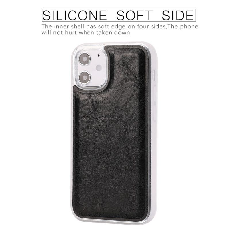 Etui Folio iPhone 12 Mini Czerwony Czarny Odpinana Skorupa W Stylu Postarzanej Skóry Etui Ochronne