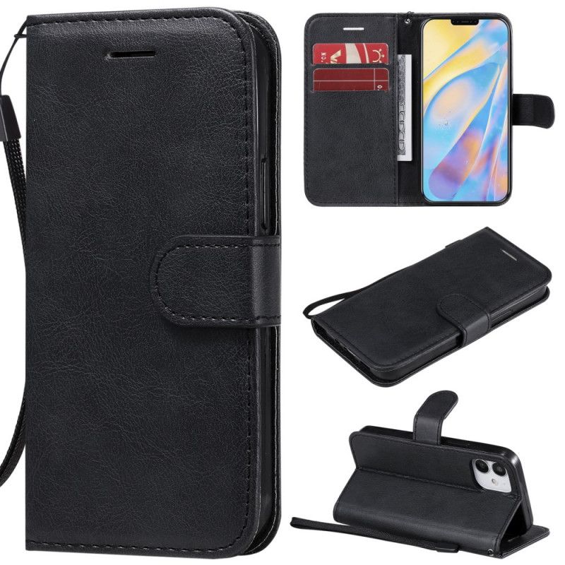 Etui Folio iPhone 12 Mini Czerwony Czarny Seria W Jednolitym Kolorze Z Paskiem