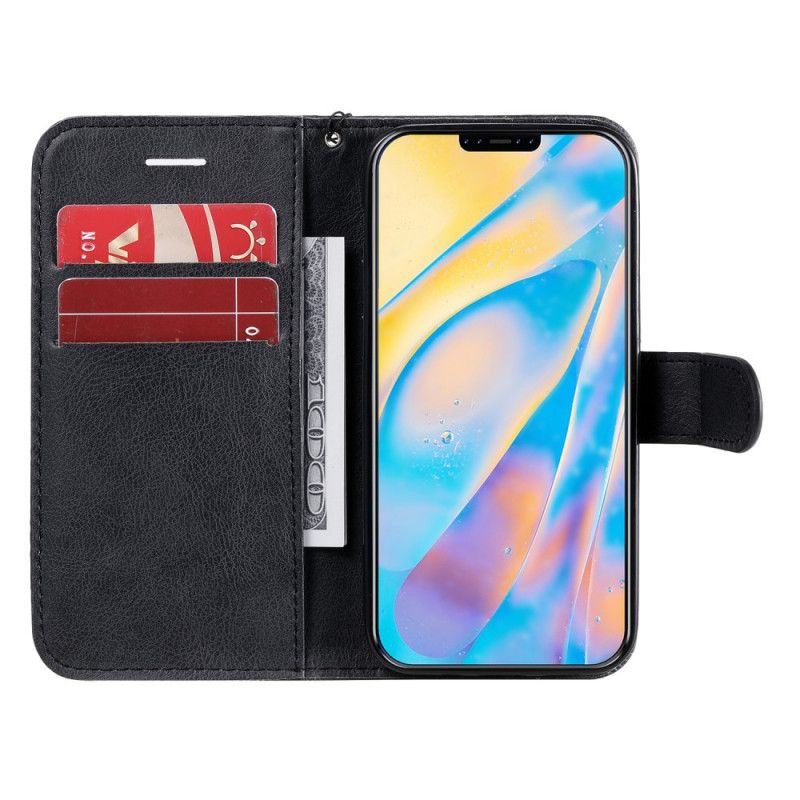 Etui Folio iPhone 12 Mini Czerwony Czarny Seria W Jednolitym Kolorze Z Paskiem