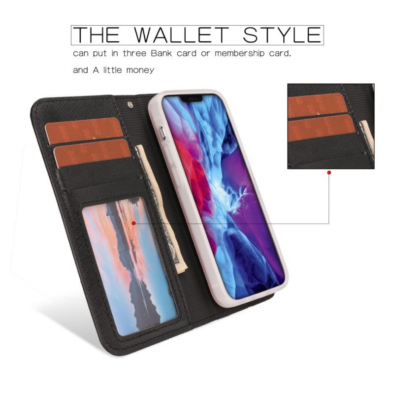 Etui Folio iPhone 12 Mini Czerwony Czarny Teksturowany Z Odpinaną Skorupą