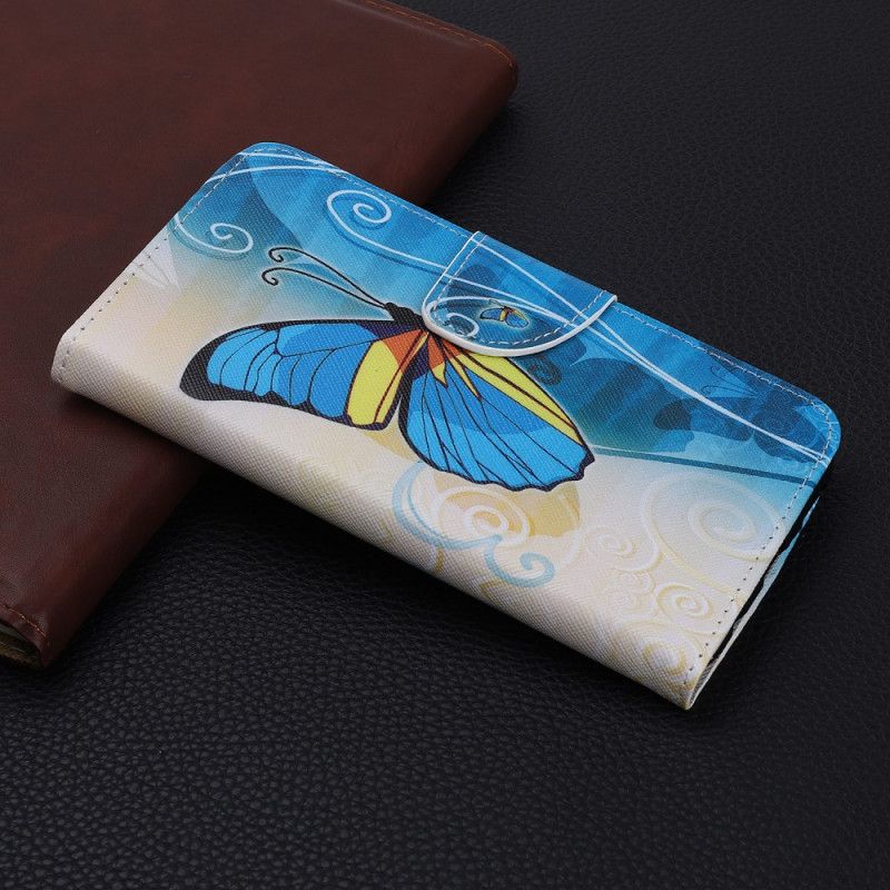 Etui Folio iPhone 12 Mini Fioletowy Jasnoniebieski Kolorowy Motyl Etui Ochronne