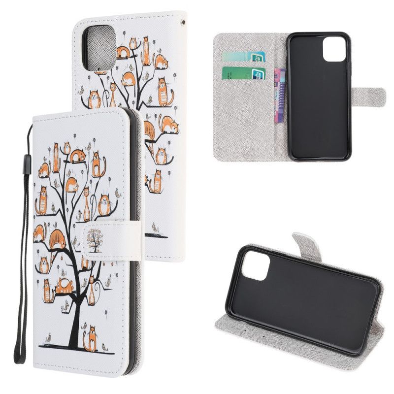 Etui Folio iPhone 12 Mini Funky Koty Ze Stringami