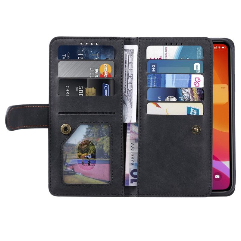 Etui Folio iPhone 12 Mini Granatowy Czarny Portmonetka 9 Uchwytów Na Karty Etui Ochronne