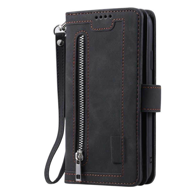 Etui Folio iPhone 12 Mini Granatowy Czarny Portmonetka 9 Uchwytów Na Karty Etui Ochronne