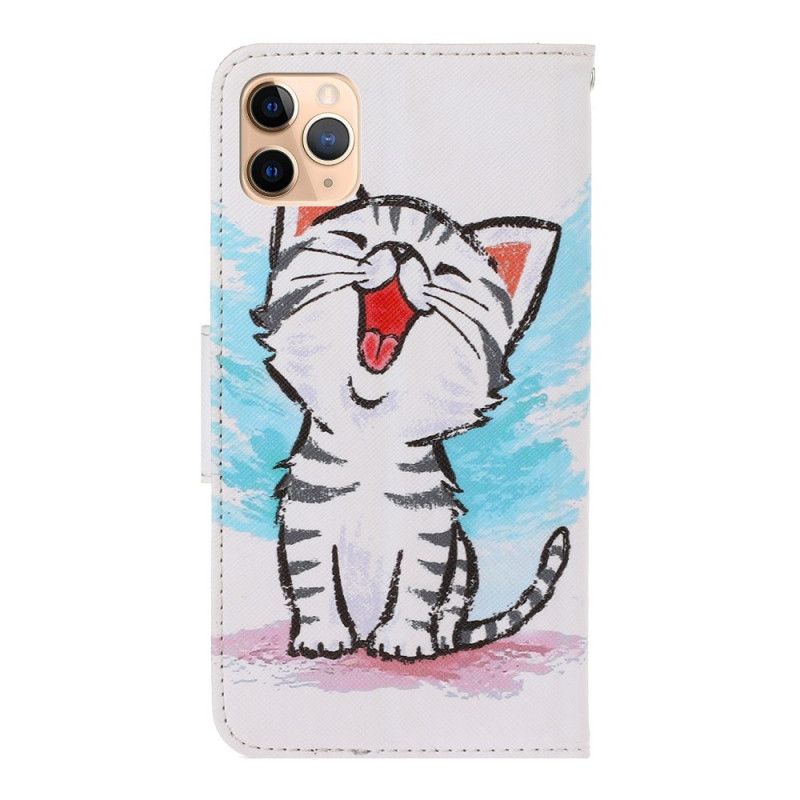 Etui Folio iPhone 12 Mini Kolorowy Kotek Ze Stringami