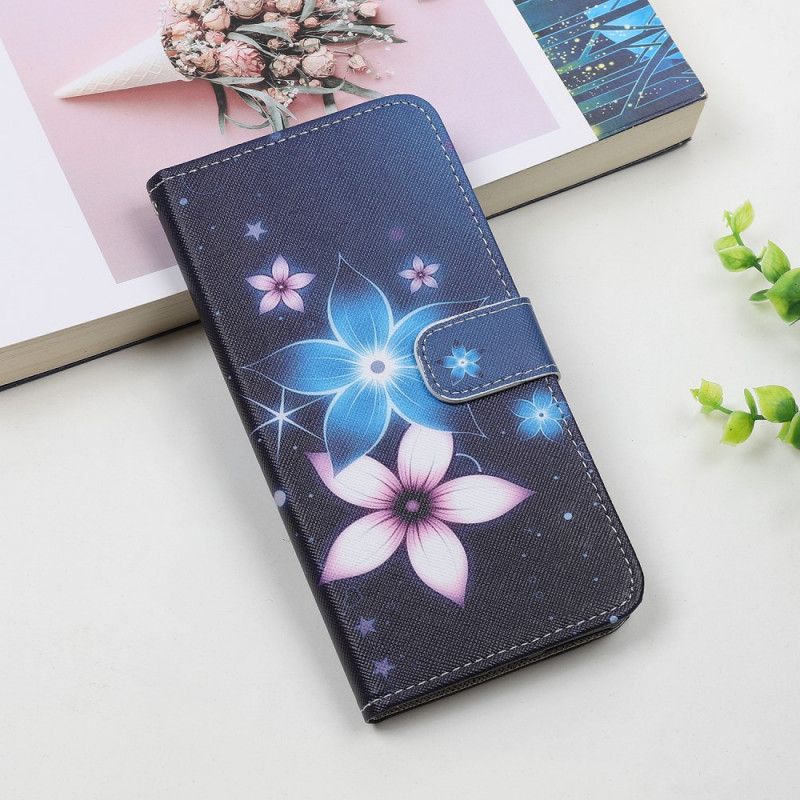 Etui Folio iPhone 12 Mini Księżycowe Kwiaty Ze Stringami Etui Ochronne