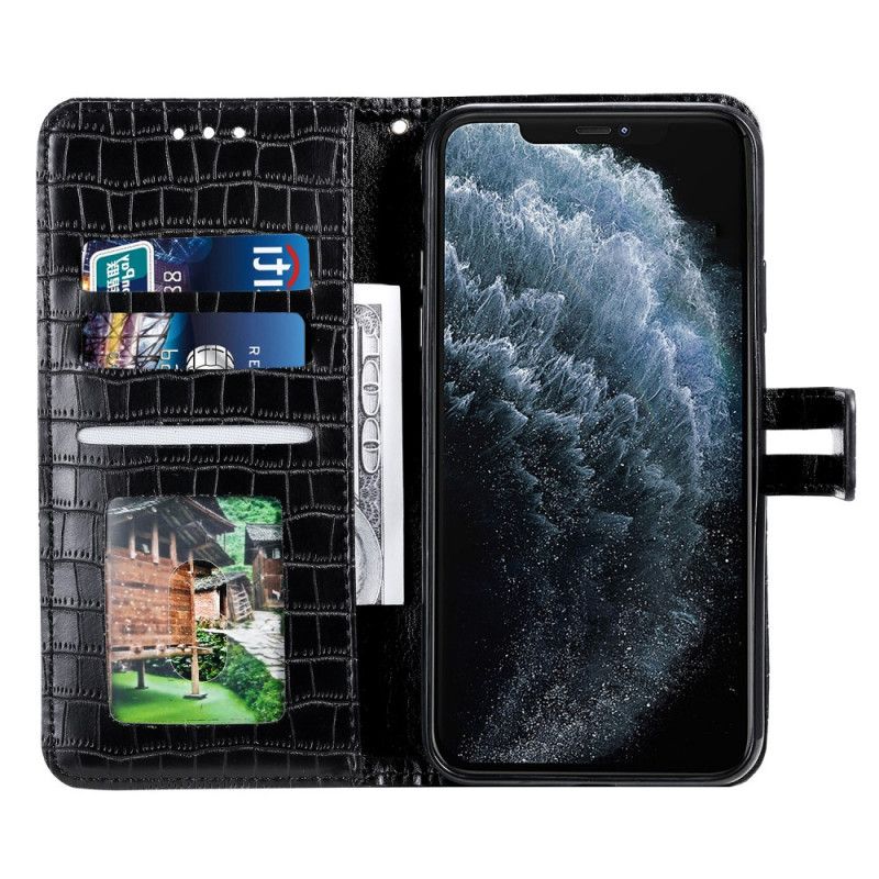 Etui Folio iPhone 12 Mini Szary Czarny Kocham Krokodyla Etui Ochronne