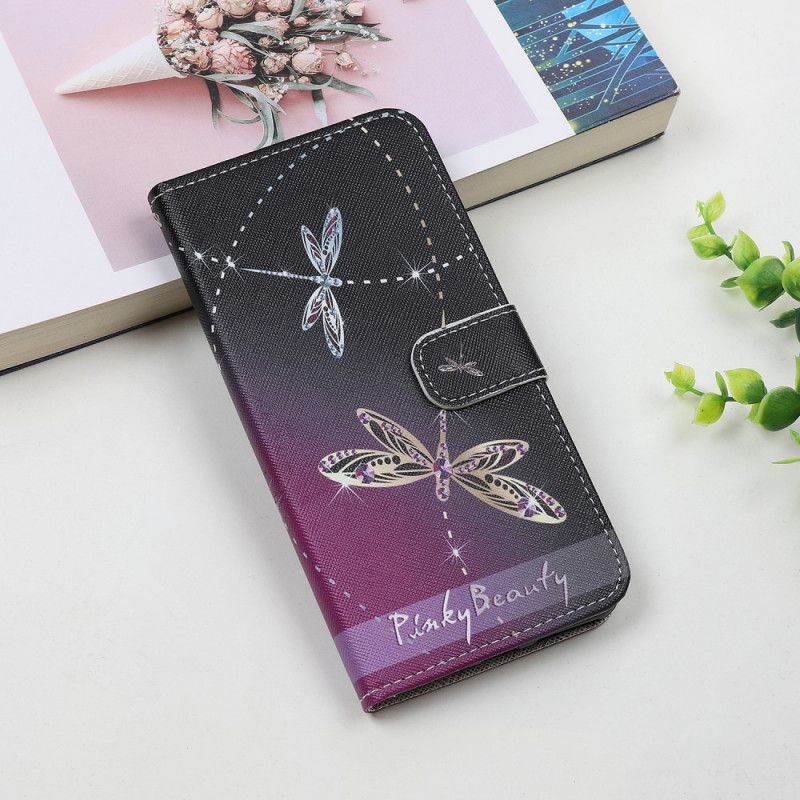 Etui Folio iPhone 12 Mini Ważki Ze Stringami