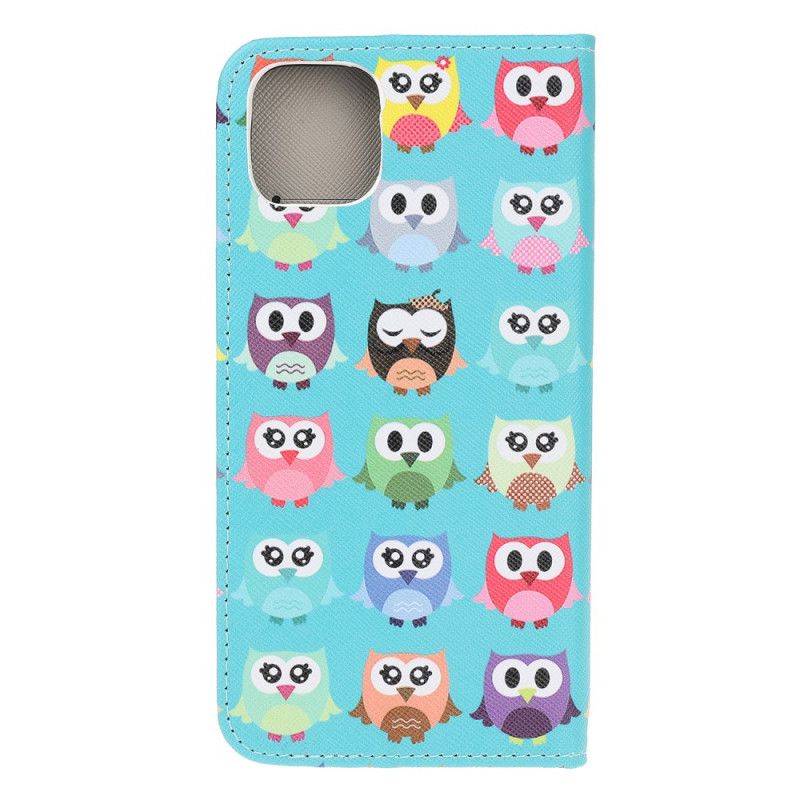 Etui Folio iPhone 12 Mini Wiele Sów Etui Ochronne