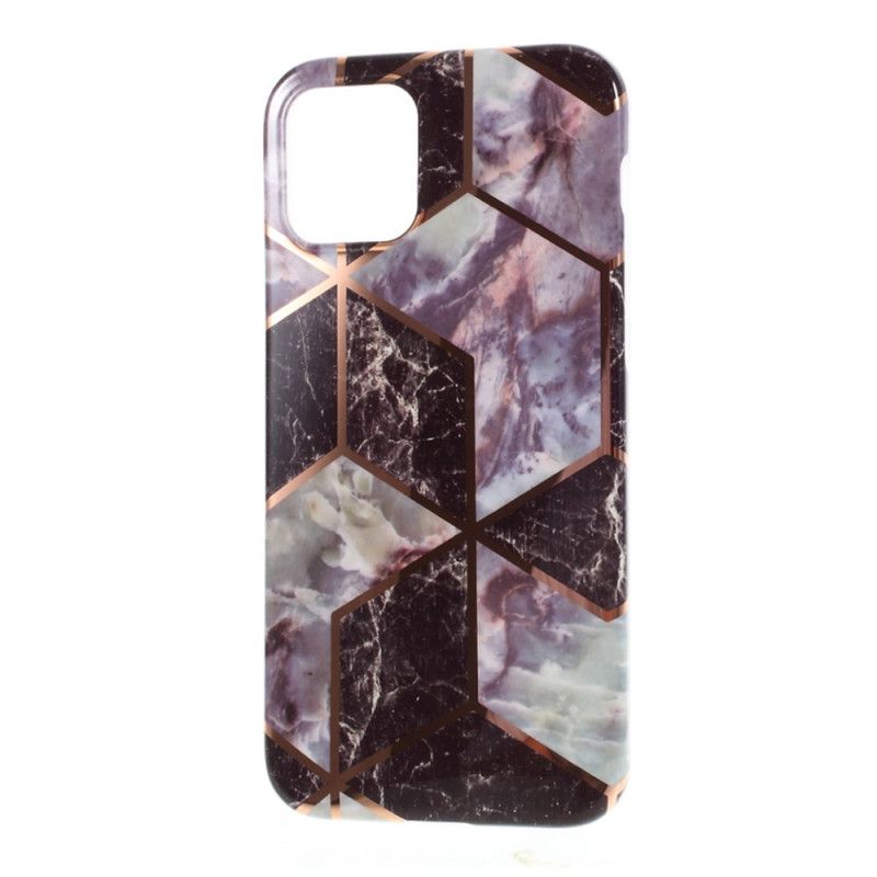 Etui iPhone 12 Mini Biały Czarny Geometria Silikonowego Marmuru